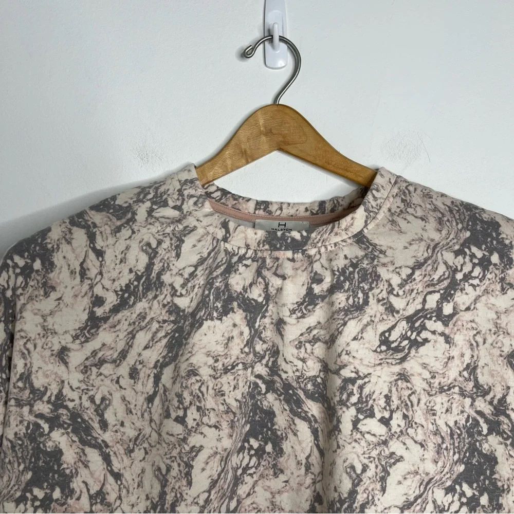 H Halston Studio Sweatshirt & Pants 2Pc Set Blush Marbled Sz M Match Lounge Set